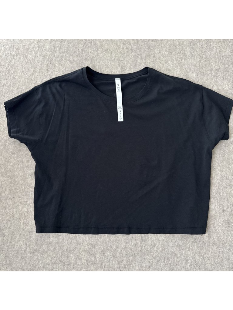Lululemon Cotton Blend Crop T Shirt Black Womens 8
